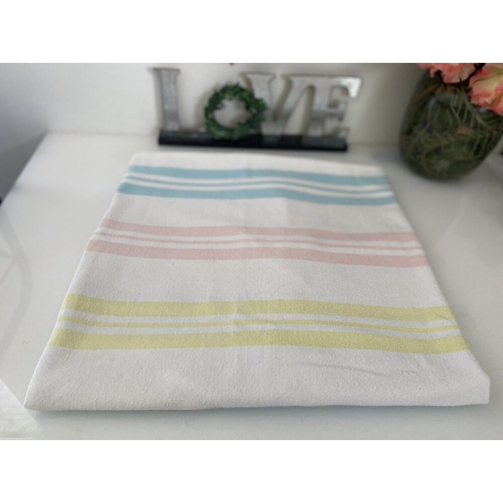 Vtg Baby Receiving Blanket Dundee 25X38 Stripes Pink Blue Nursery Swaddle 1970's - Picture 11 of 16